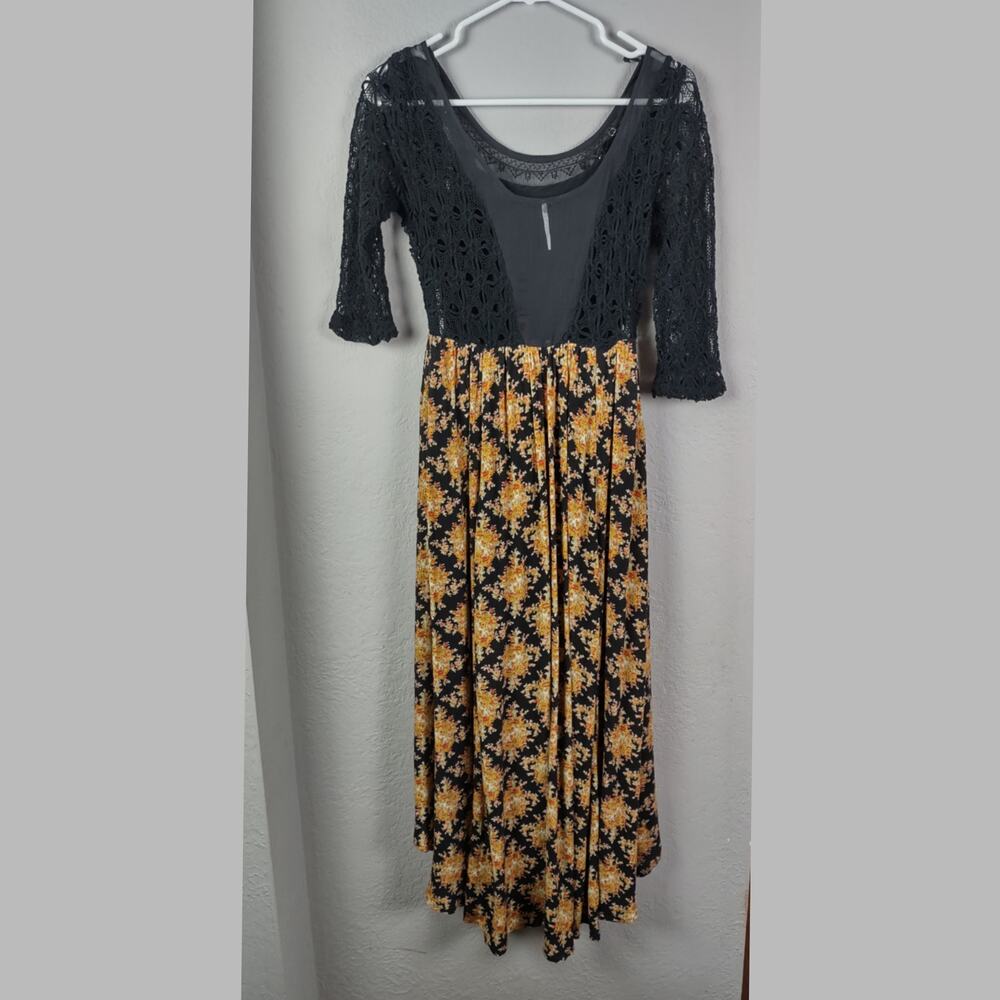 Free People Lonesome Dove Dress High Low Lace and Floral Size 2 Flawed - Picture 2 of 16
